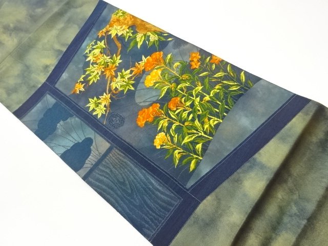 JAPANESE KIMONO / FUKURO OBI / WOVEN AUTUMN FLOWERS